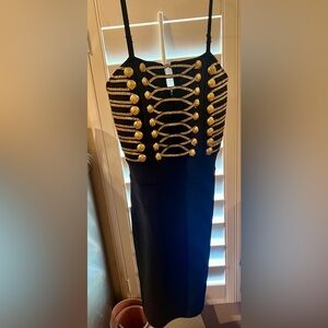 Black Bandage Dress with Gold Buttons - Fashion Nova - NWT - Size Small